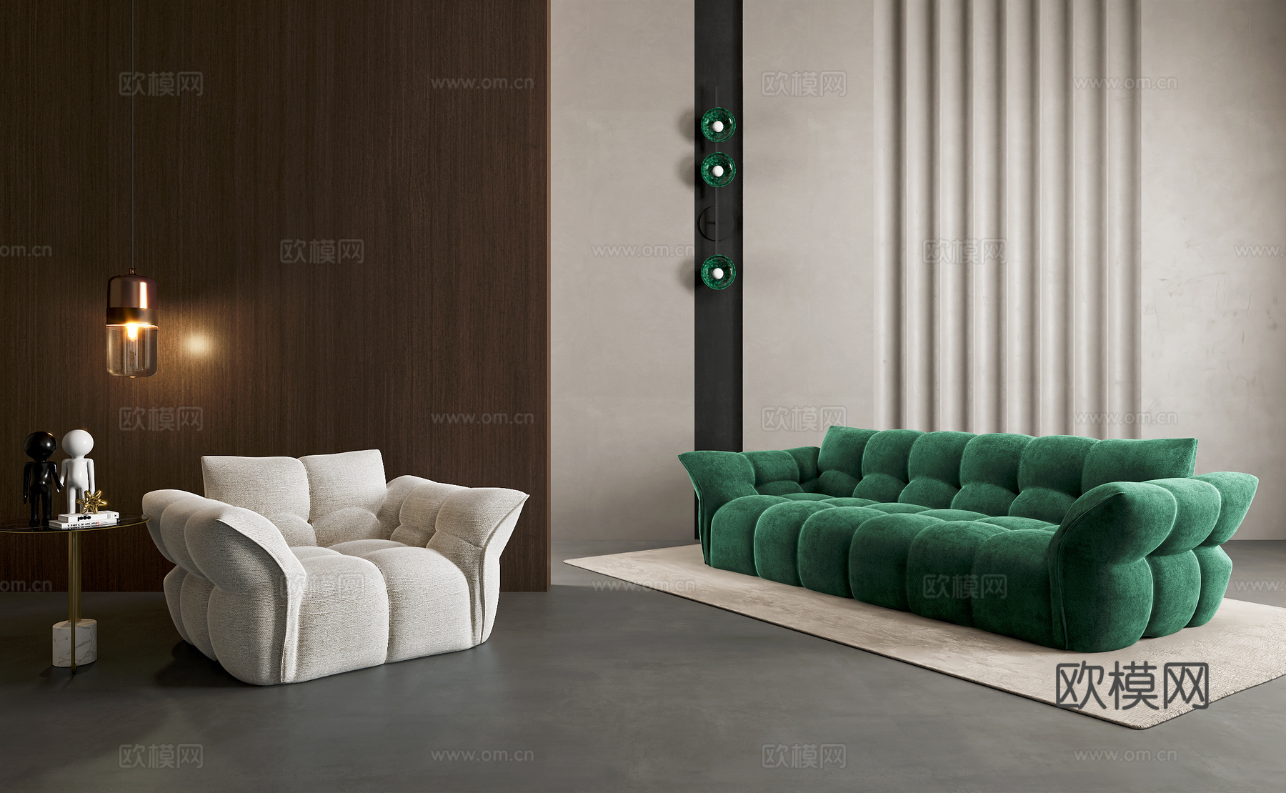 法式沙发 三人沙发 单人沙发 布艺沙发su模型