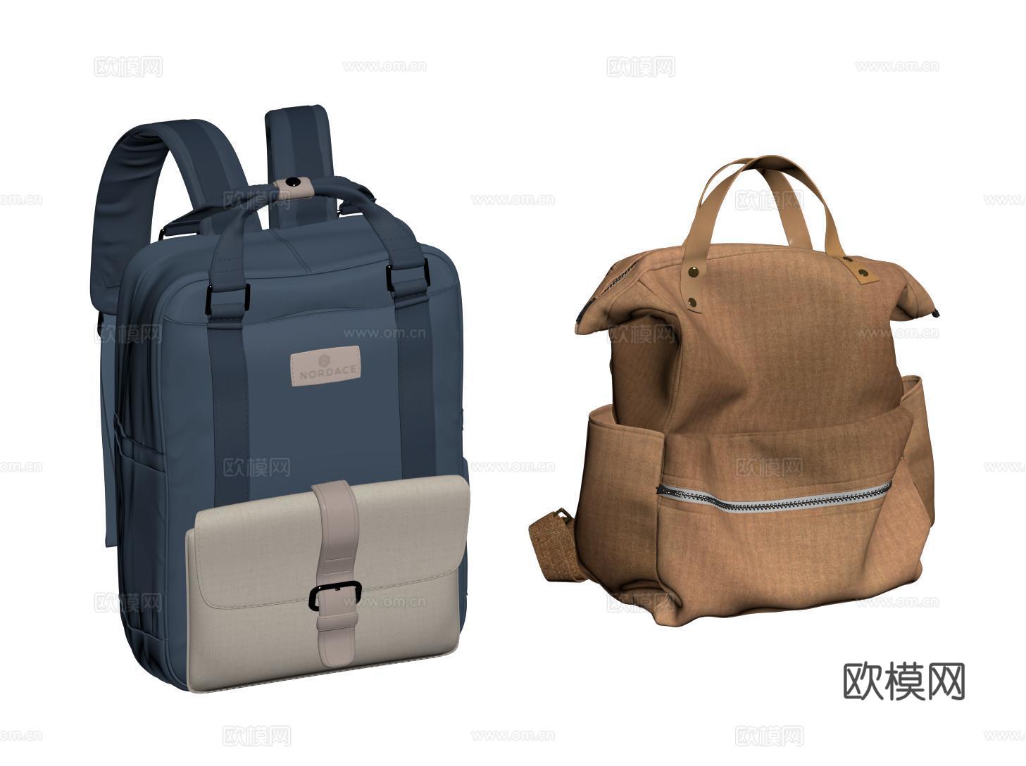 现代双肩包 电脑包 背包 旅行包su模型