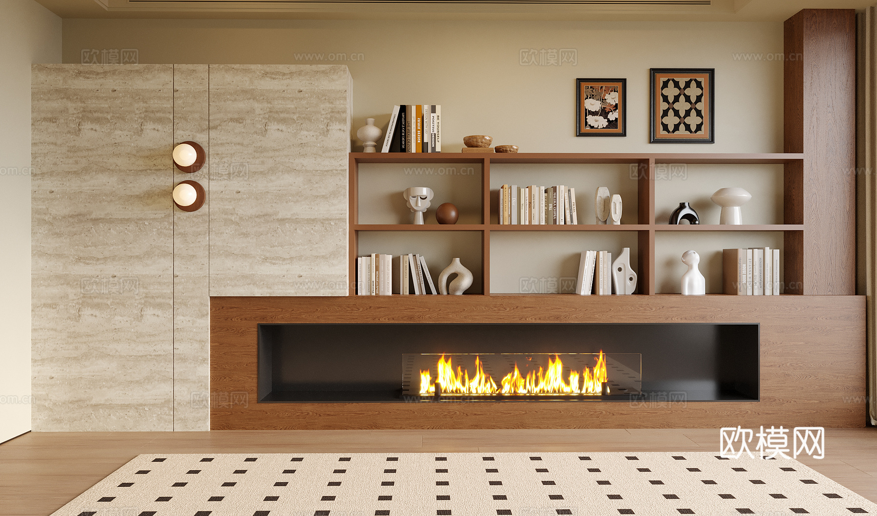 现代沙发背景墙su模型