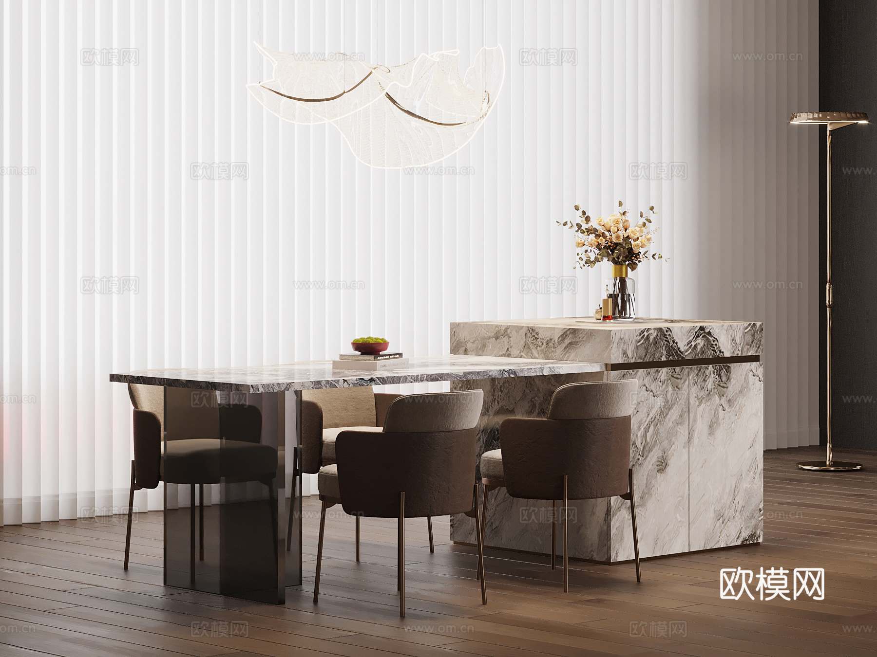 现代意式岛台su模型