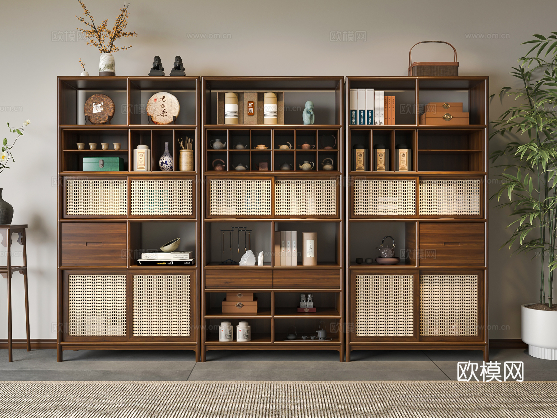 新中式博古架su模型