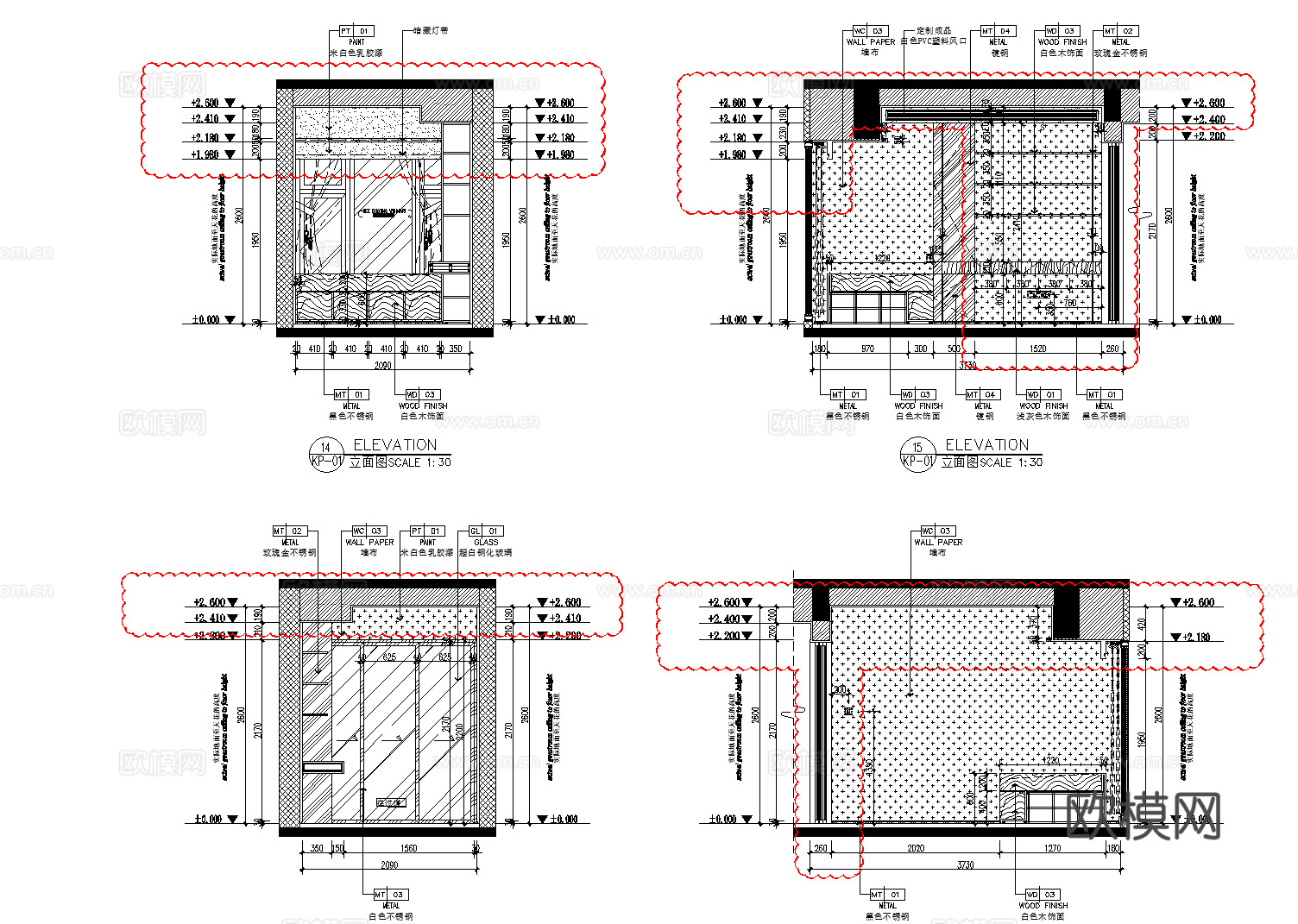 10套现代简约轻奢极简样板间洋房别墅家装CAD施工图附效果图cad施工图