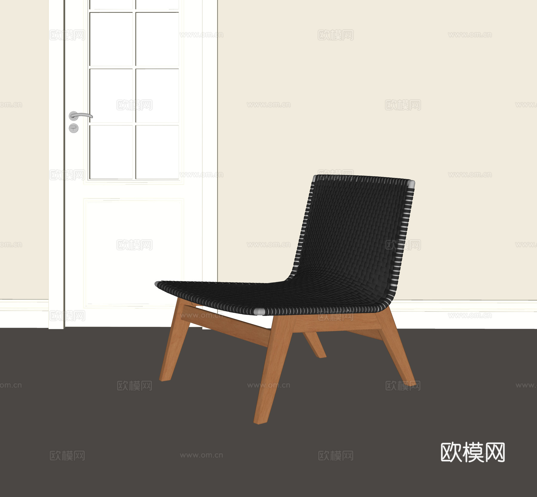 侘寂中古休闲椅su模型