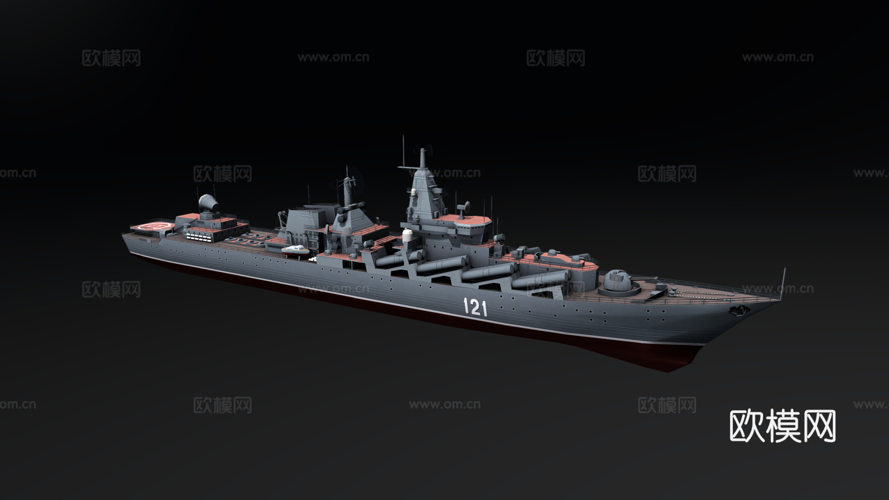 莫斯科号巡洋舰 军舰 军用船艇 简模 苏联导弹巡洋舰 船艇3d模型下载（渲染图1）