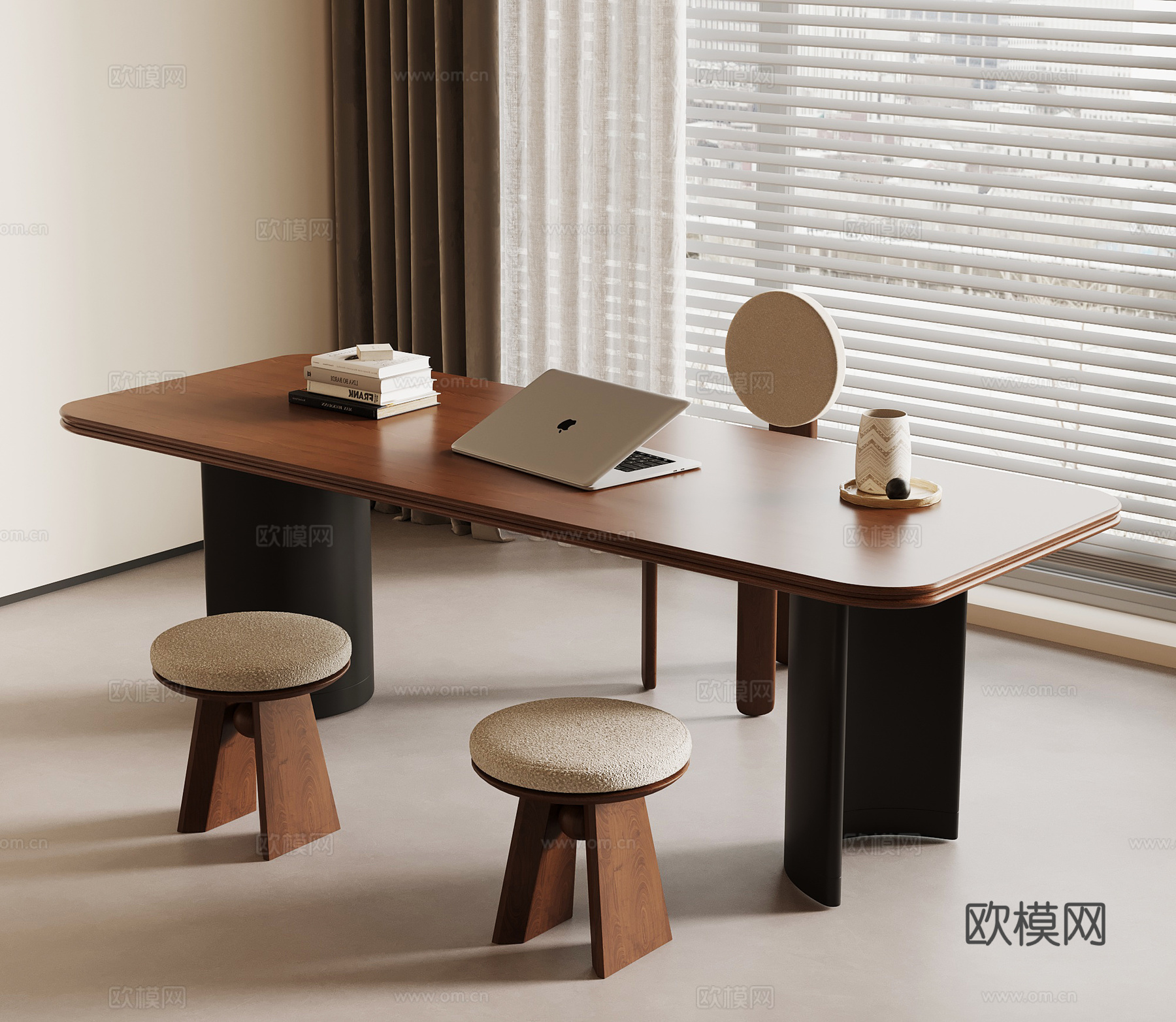 法式中古书桌椅su模型