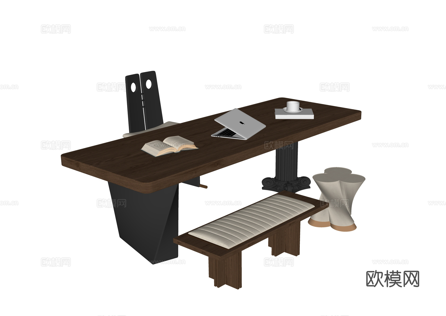 现代书桌椅 书桌su模型