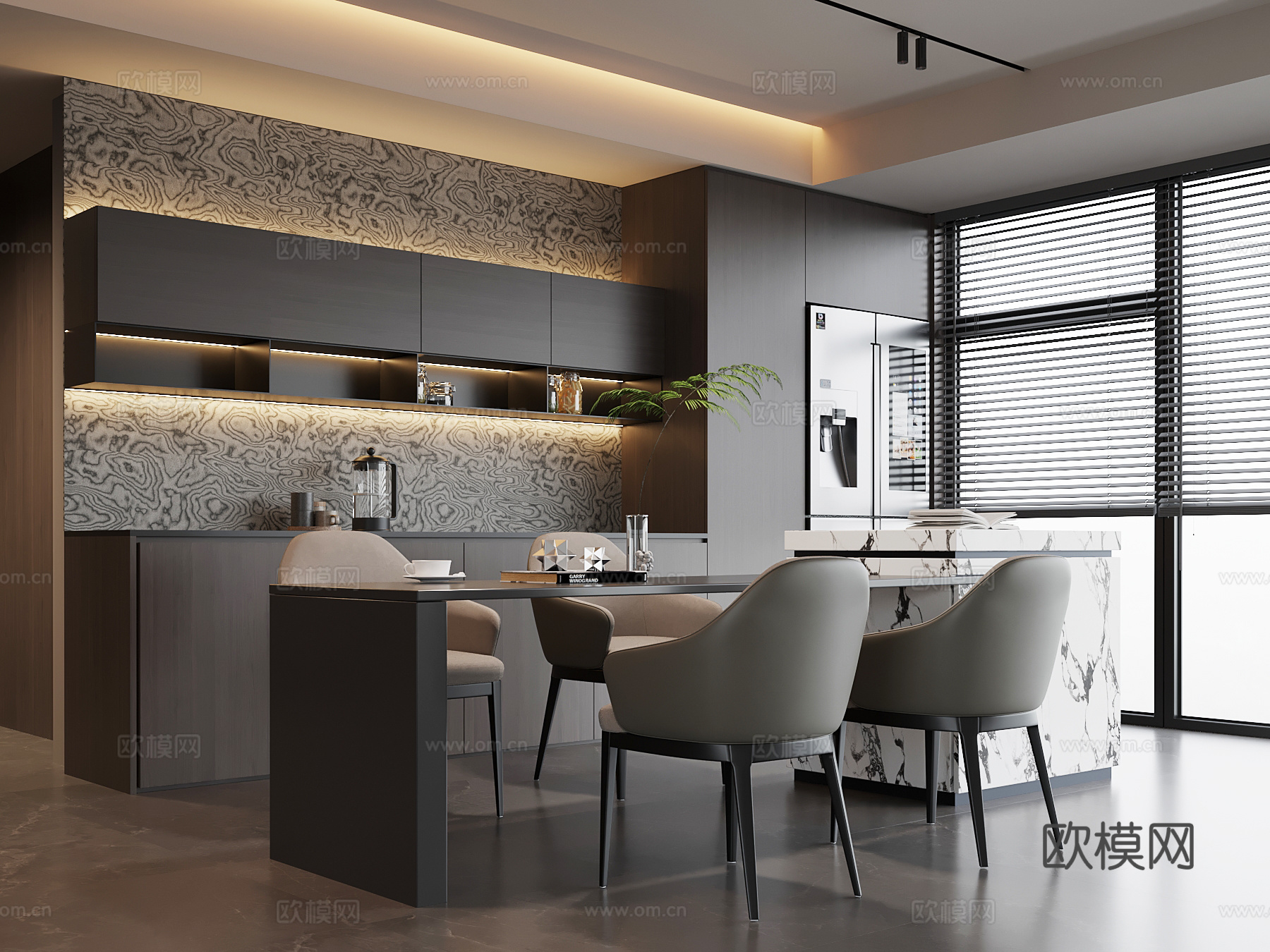 意式餐厅su模型