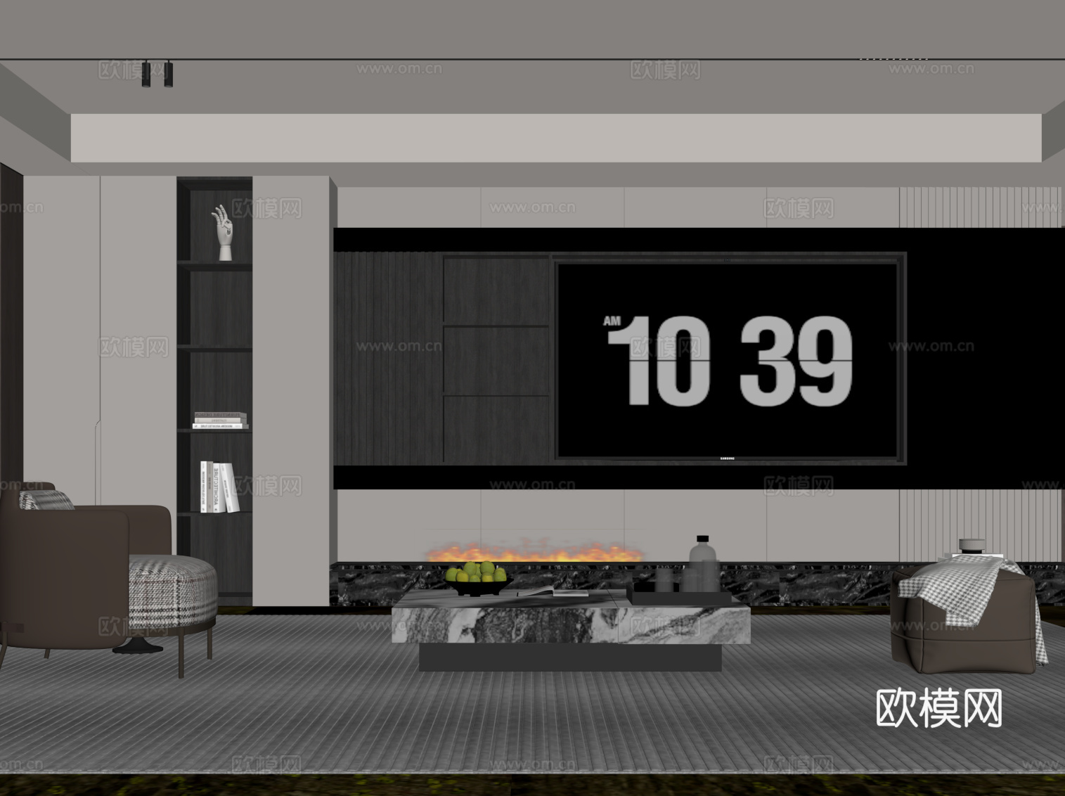 现代意式客厅su模型