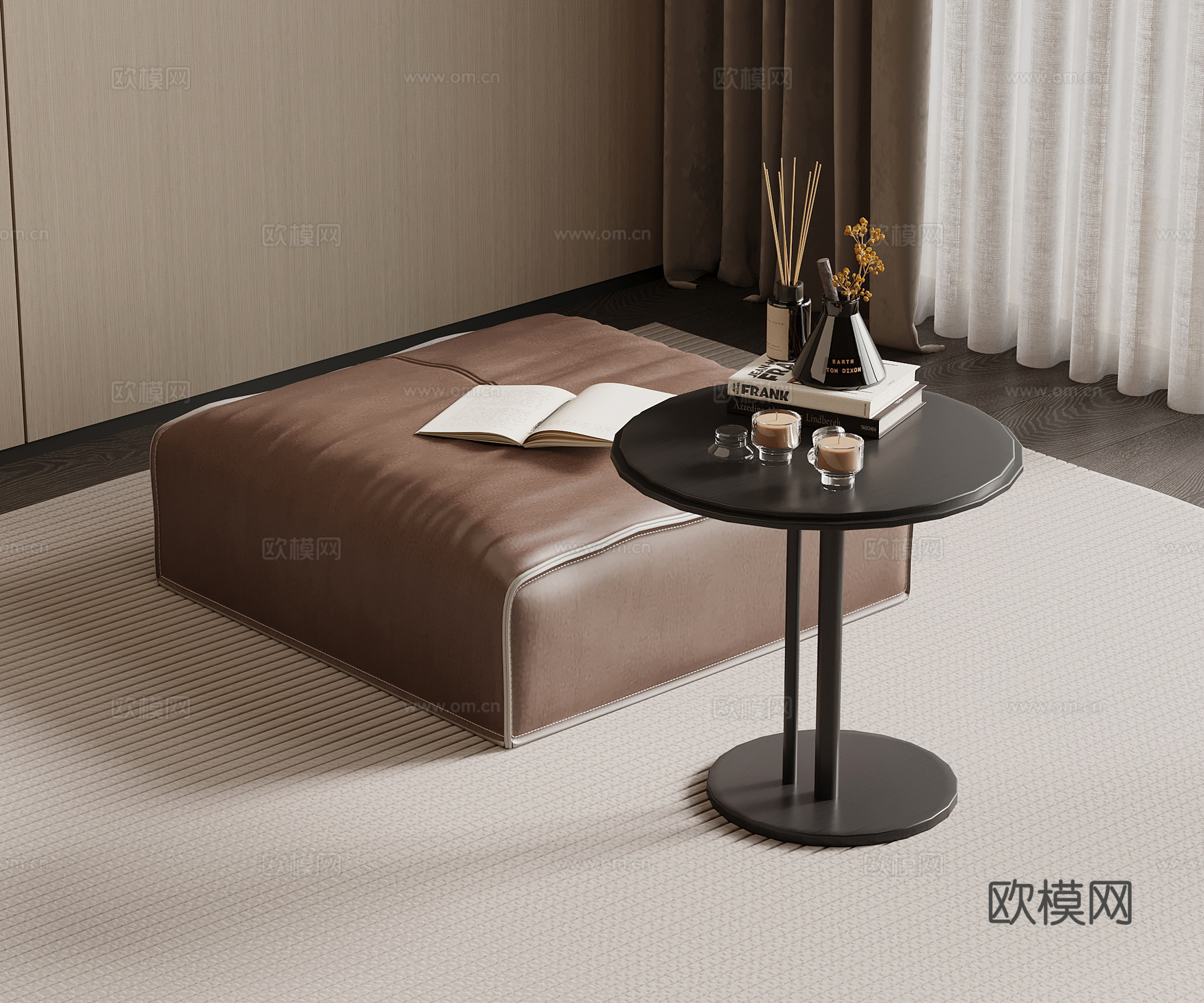 现代意式沙发凳 边几su模型
