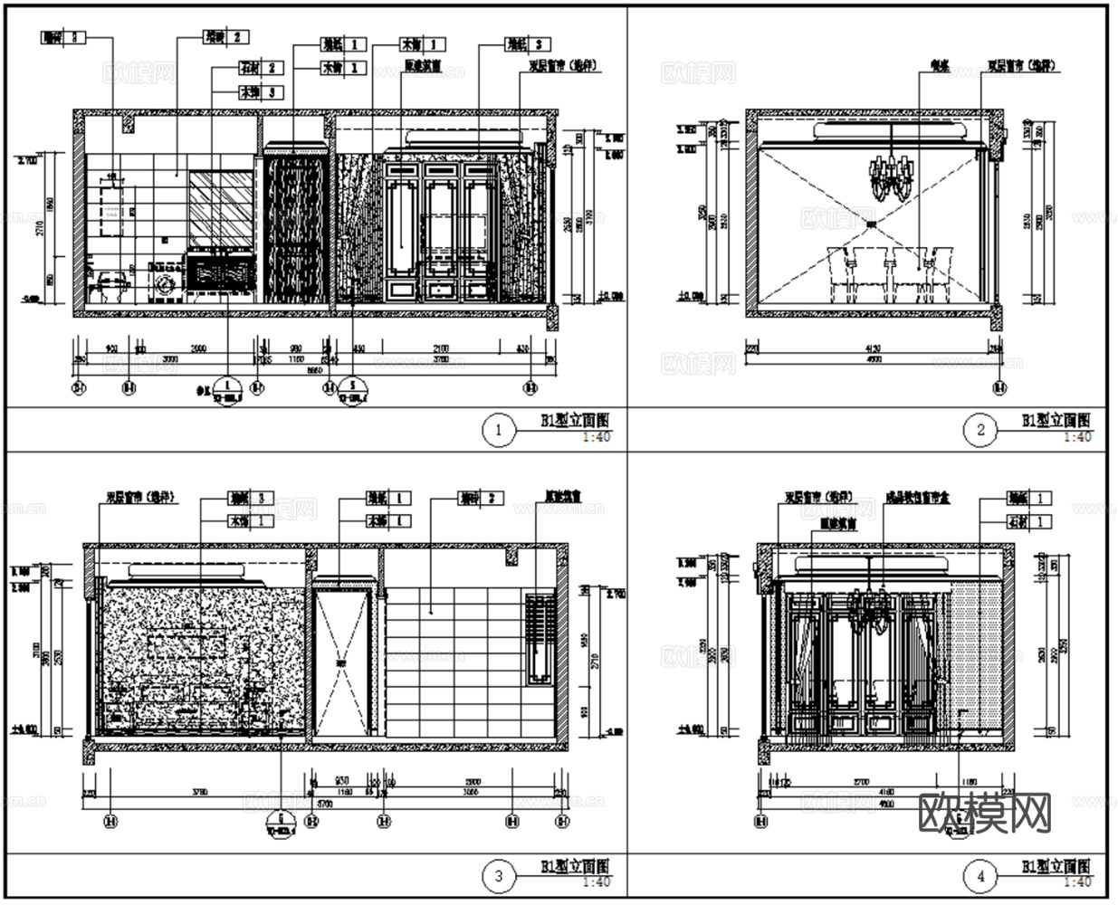 10套欧式轻奢风格样板间别墅大宅CAD施工图附效果图cad施工图