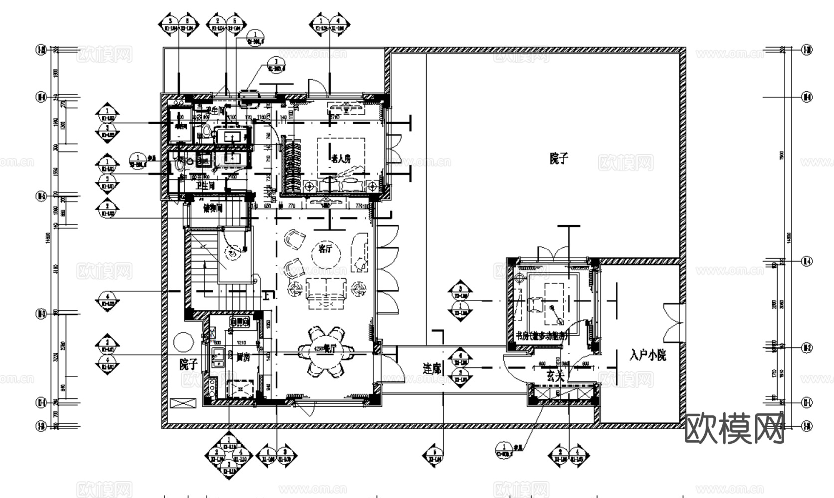 10套欧式轻奢风格样板间别墅大宅CAD施工图附效果图cad施工图