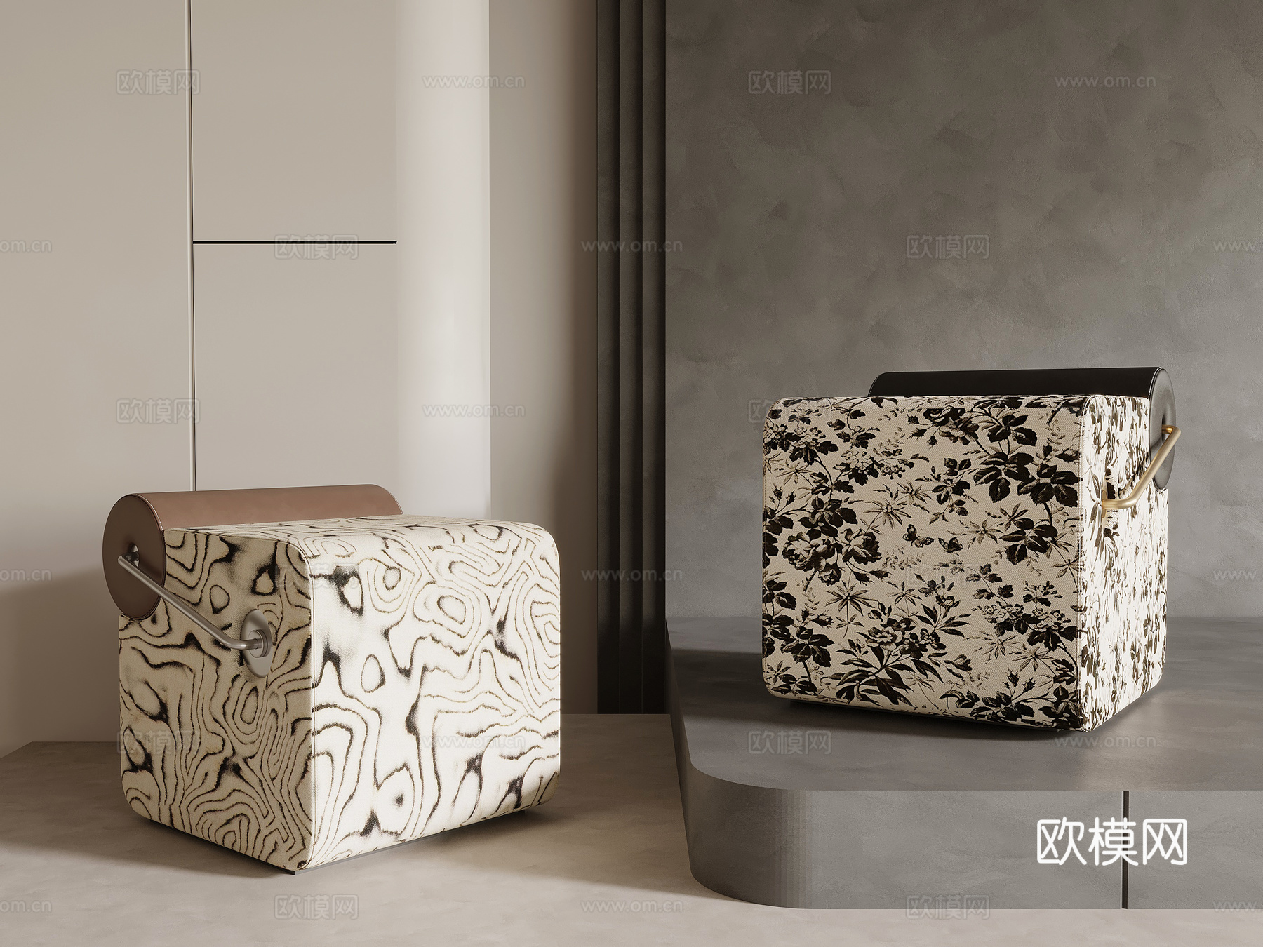 现代法式凳子 换鞋凳 沙发凳su模型