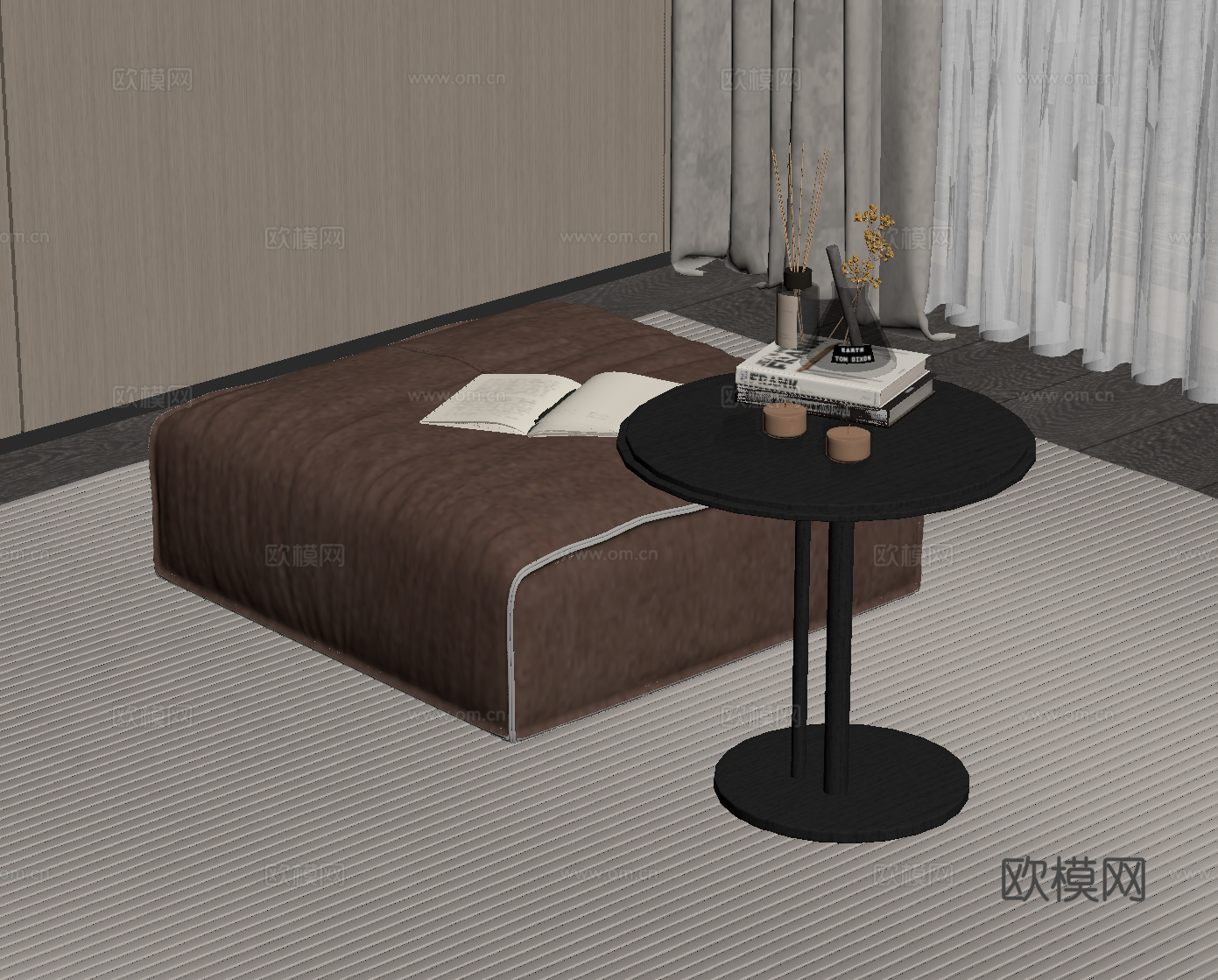 现代意式沙发凳 边几su模型