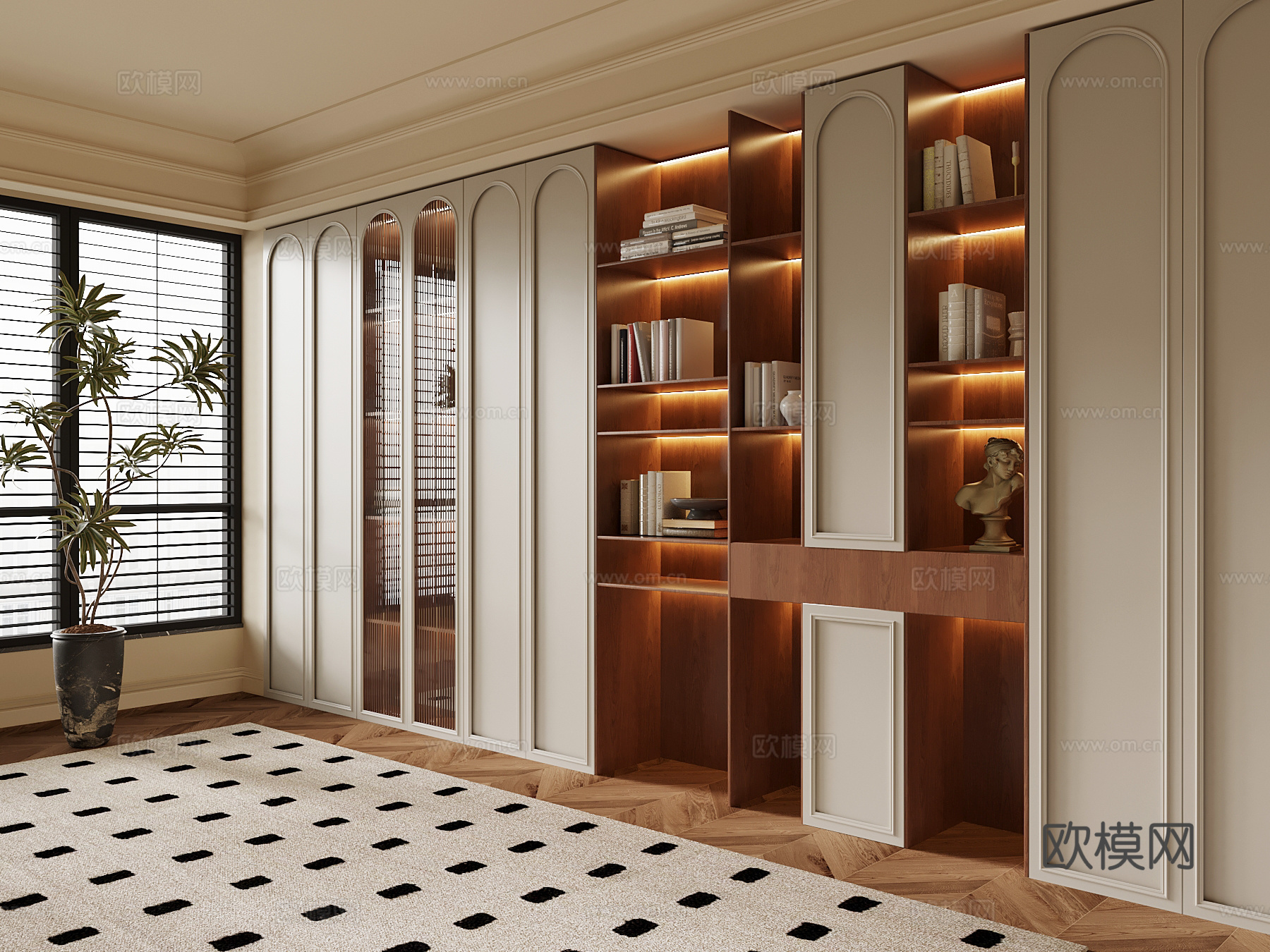 法式中古风书柜su模型