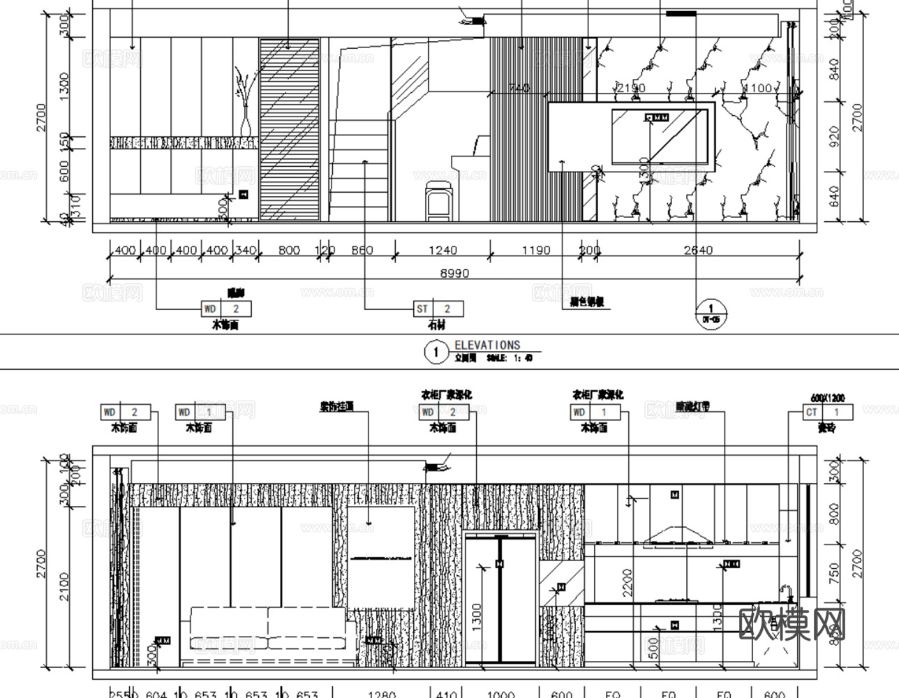 10套现代简约轻奢住宅平层别墅洋房CAD施工图附效果图cad施工图