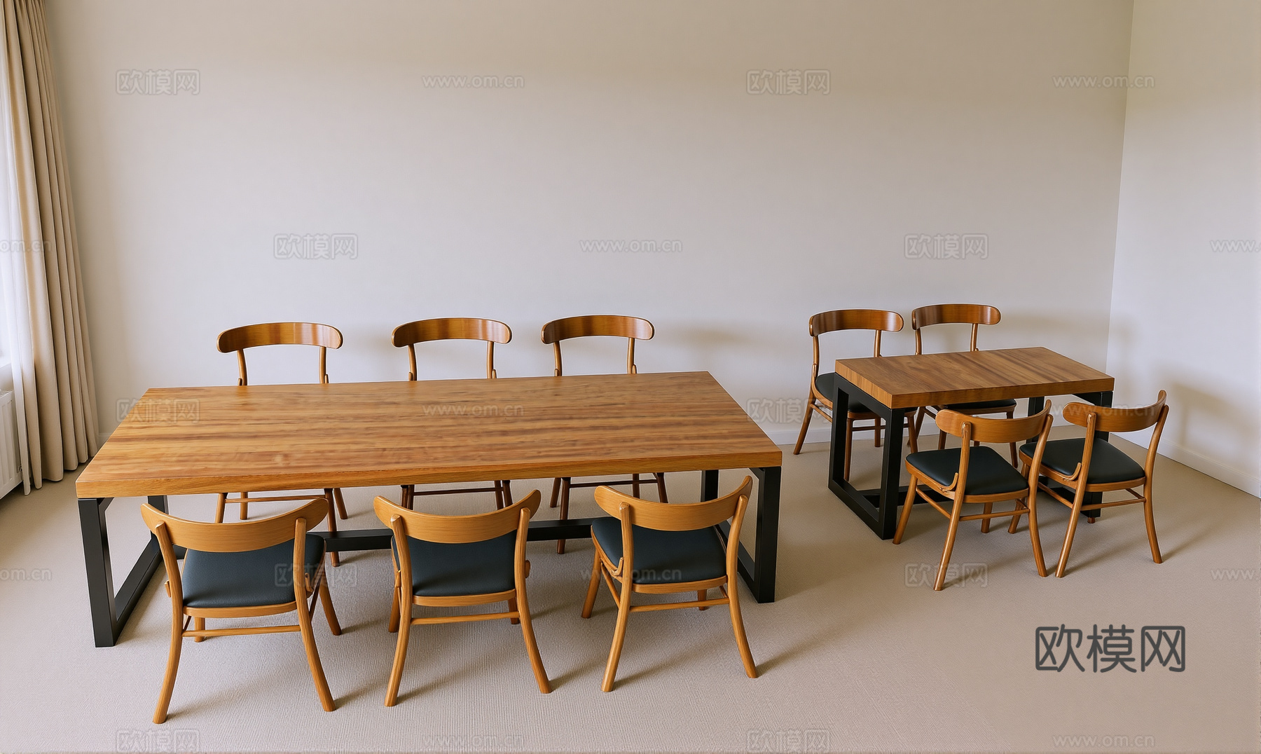 原木餐桌椅su模型