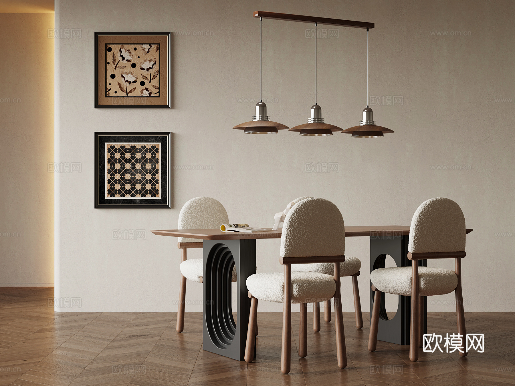 法式中古风餐桌椅su模型