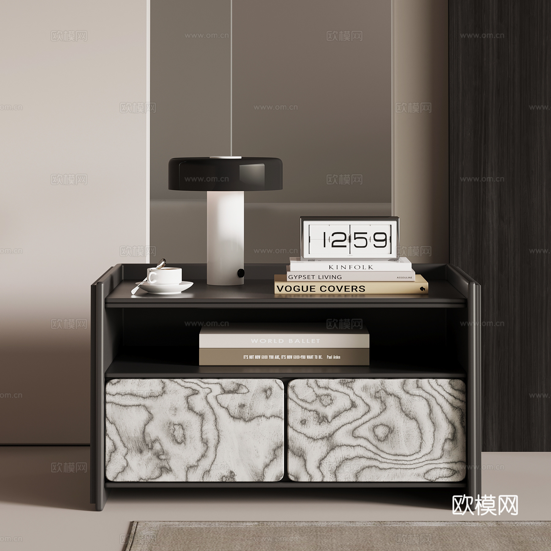 现代意式床头柜su模型