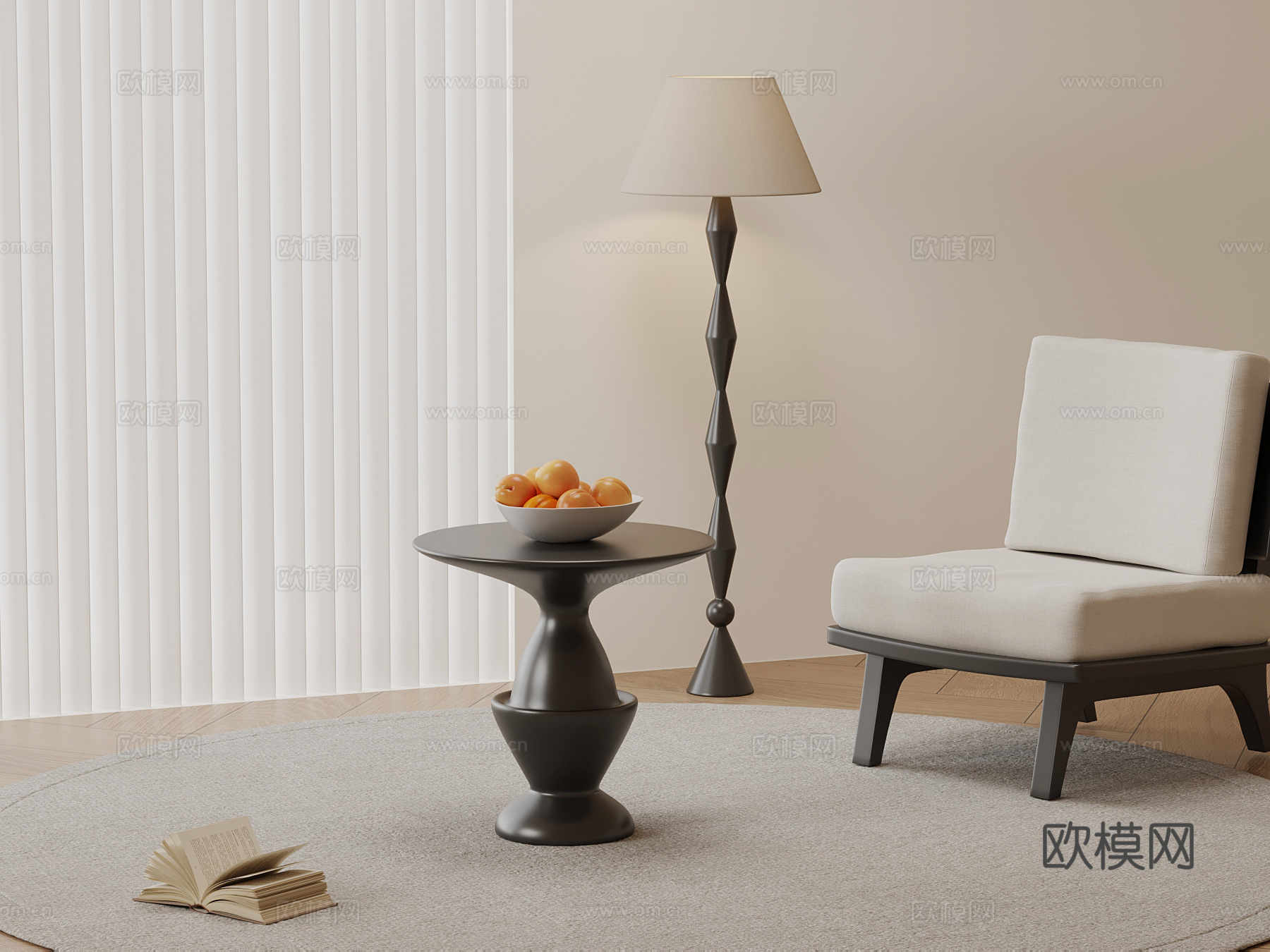 现代边几 圆几su模型