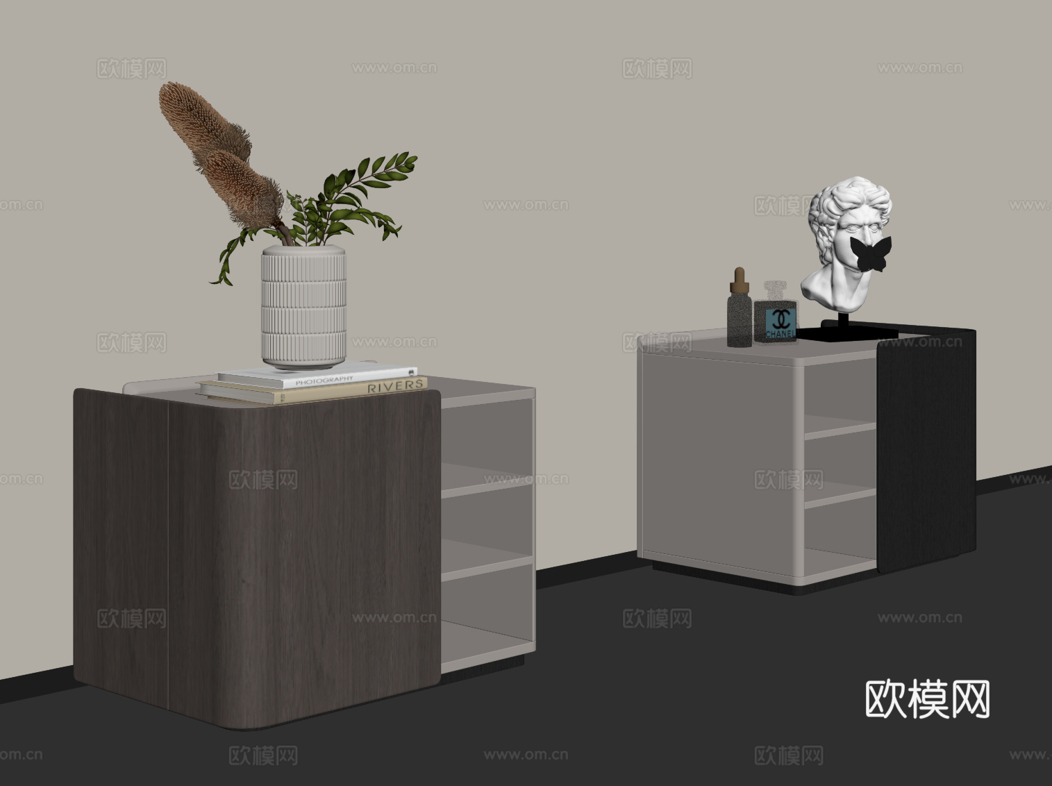 现代意式床头柜su模型