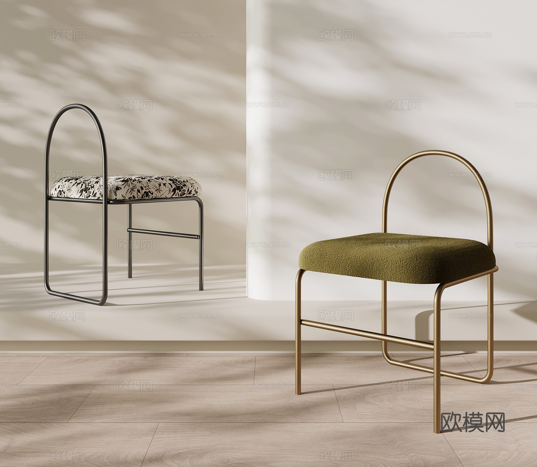 法式复古椅子 梳妆椅su模型