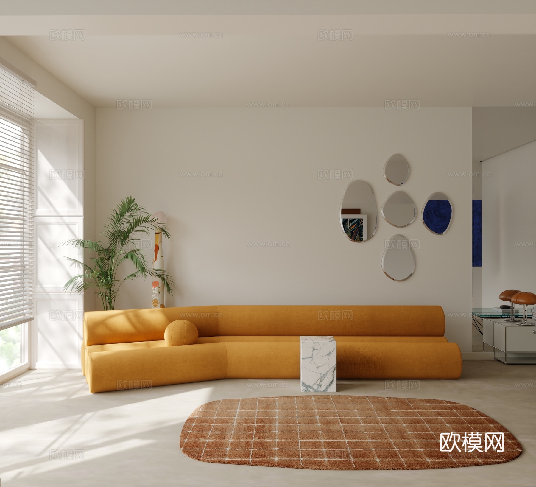 现代客厅3d模型下载