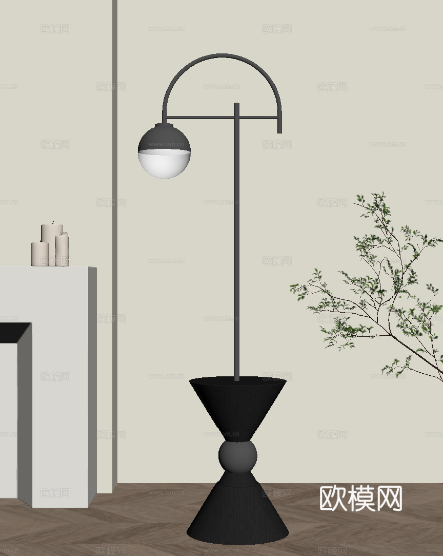 现代意式落地灯 金属落地灯su模型