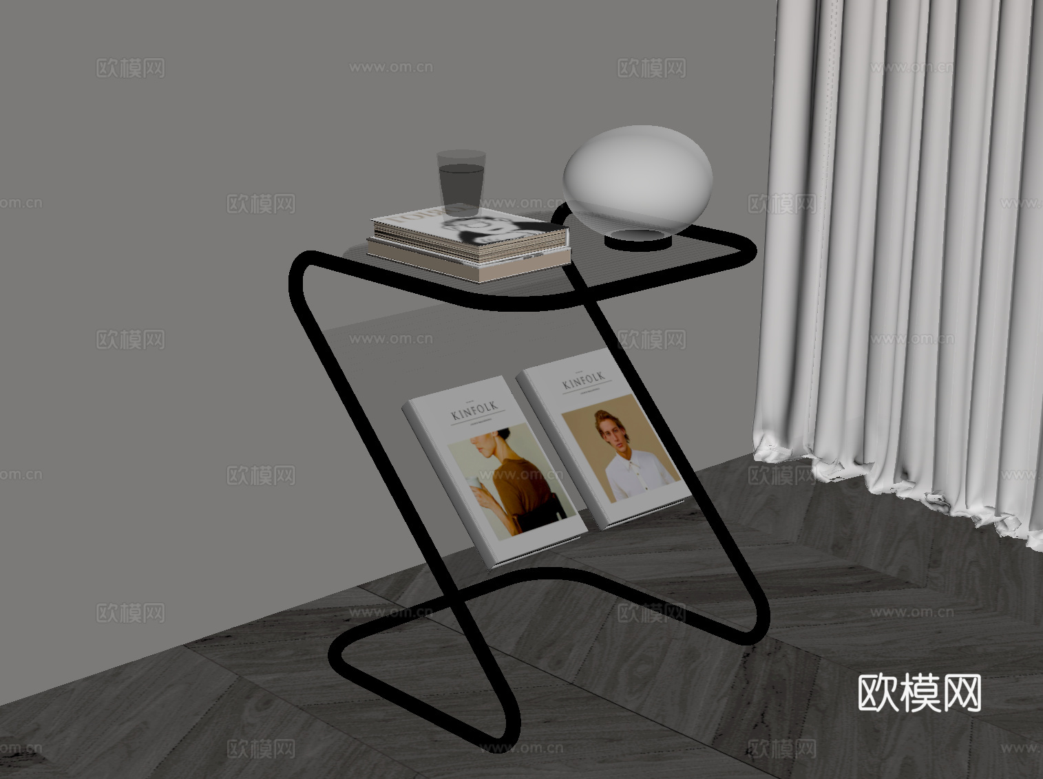 现代边几 玻璃边几su模型