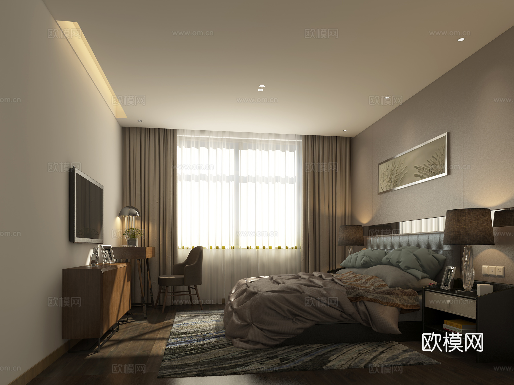 现代卧室3D模型3d模型下载