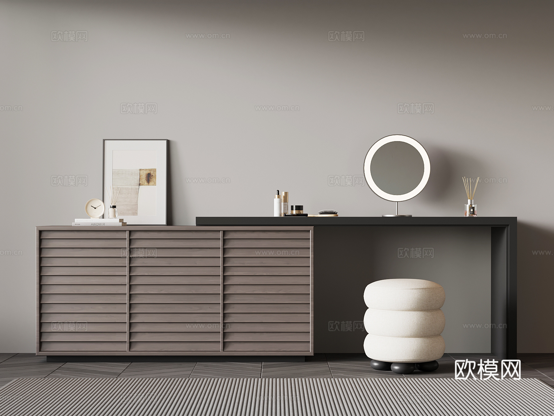 现代意式梳妆台su模型