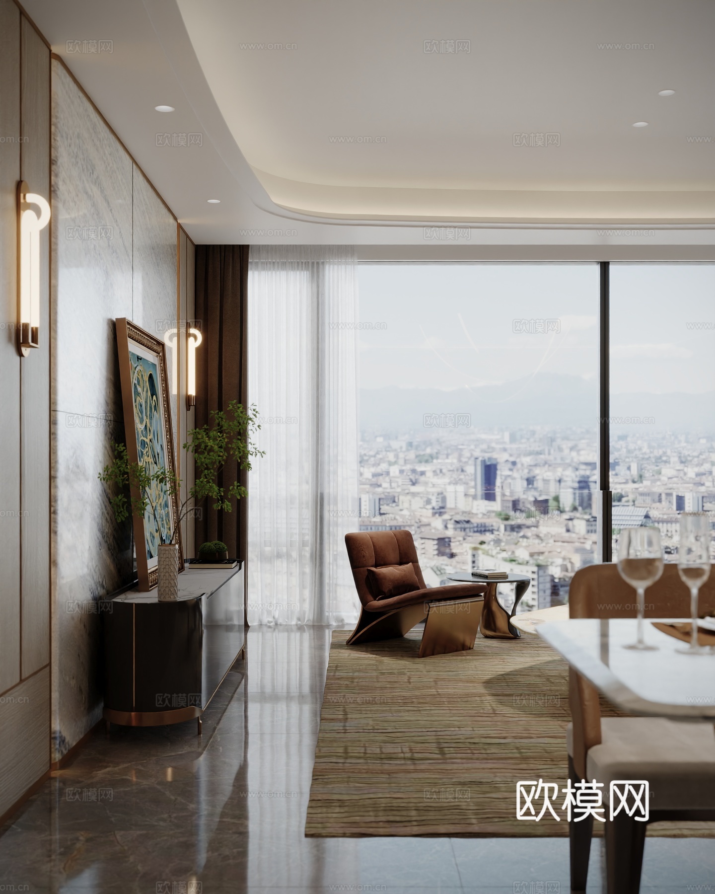现代轻奢客餐厅 样板房su模型
