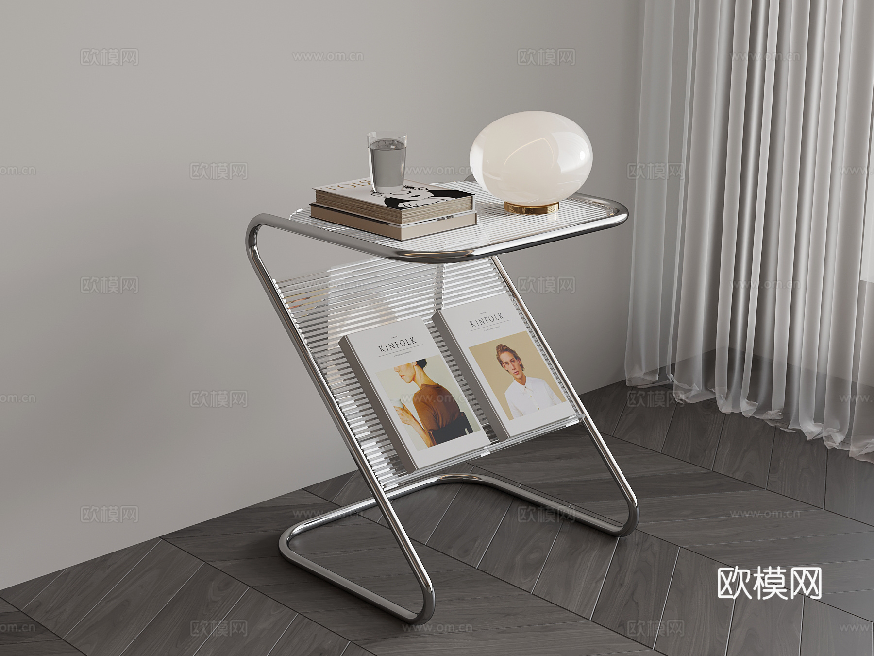 现代边几 玻璃边几su模型