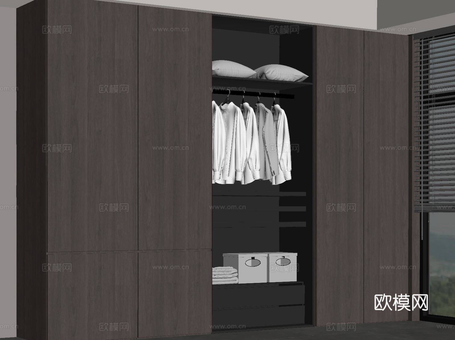 现代意式衣柜 成品衣柜su模型