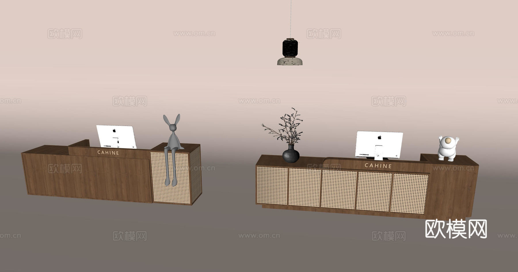 简约前台   办公室前台  美容院前台  酒店前台  民宿前su模型