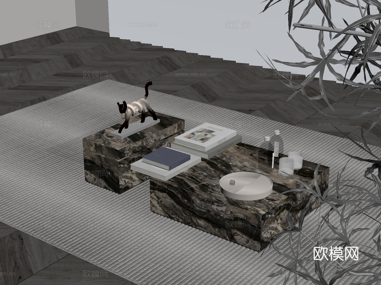 现代意式茶几 意式极简茶几su模型