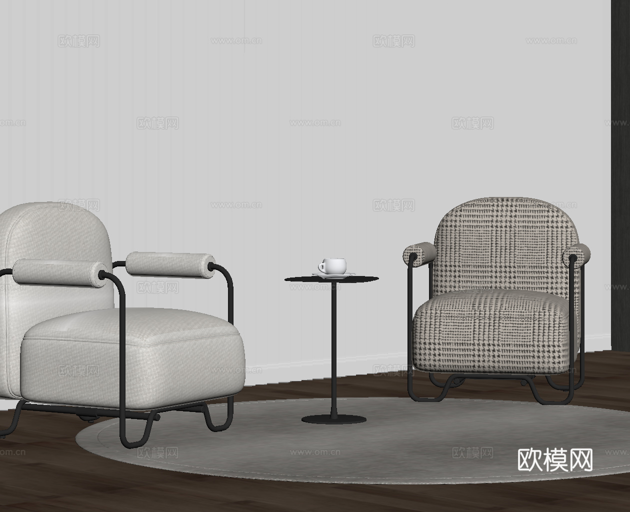 现代单人沙发 休闲椅su模型