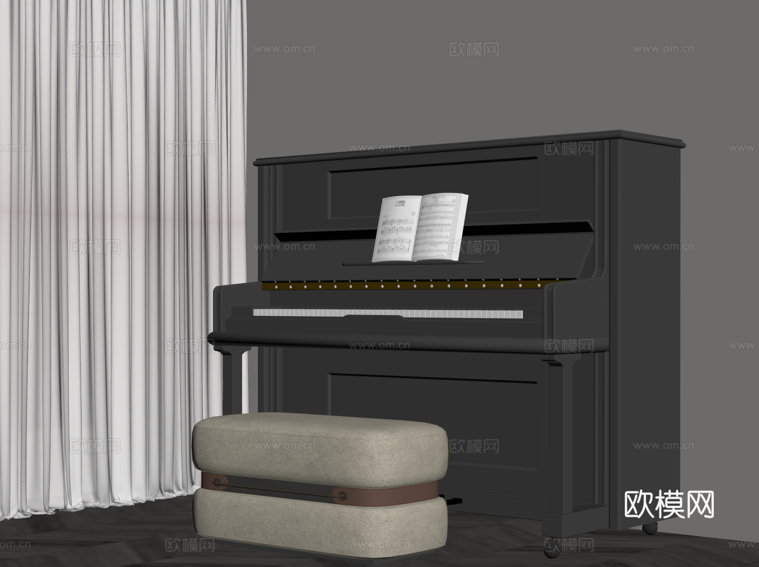 现代乐器 钢琴su模型