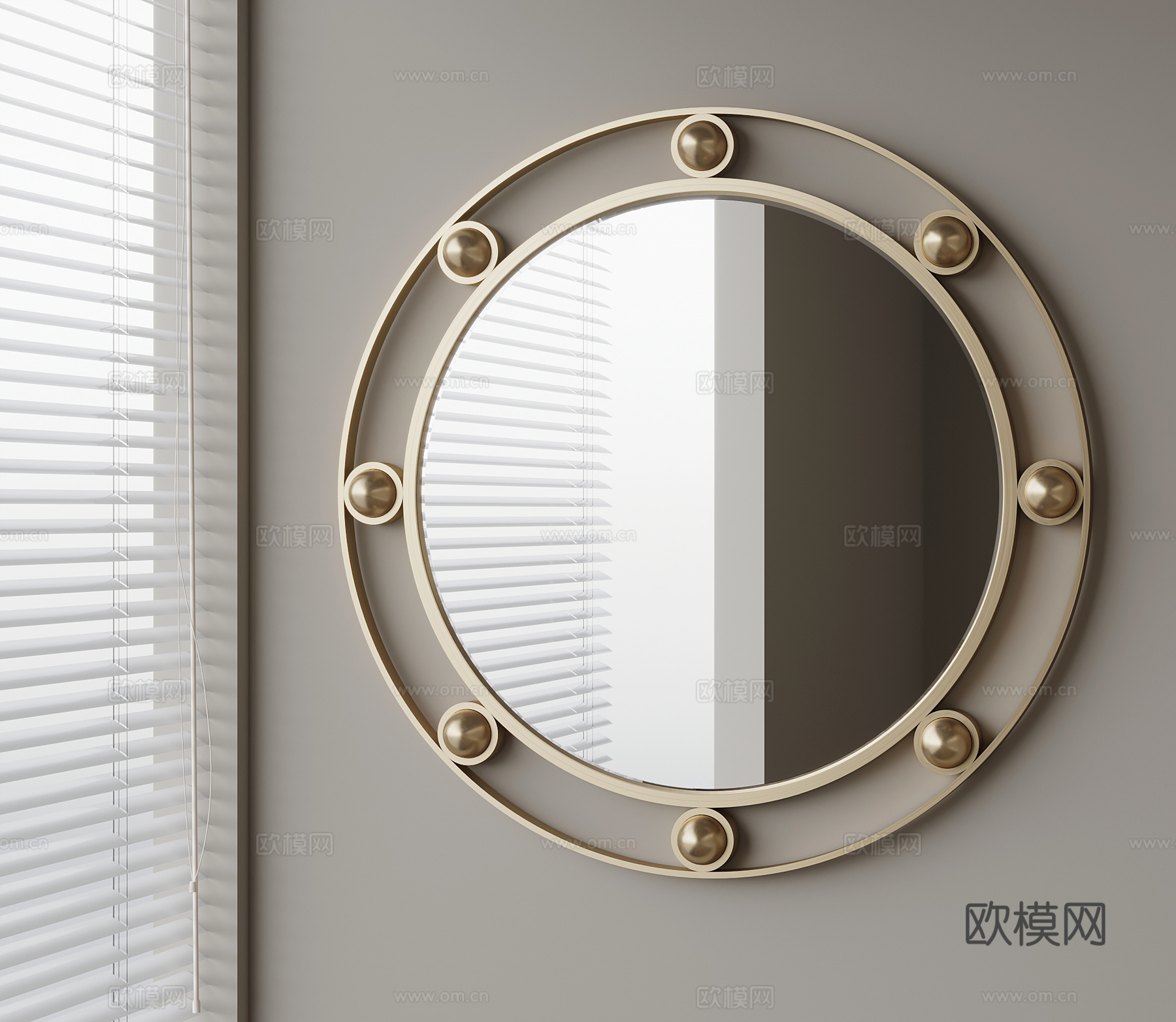 现代意式镜子 金属镜子su模型