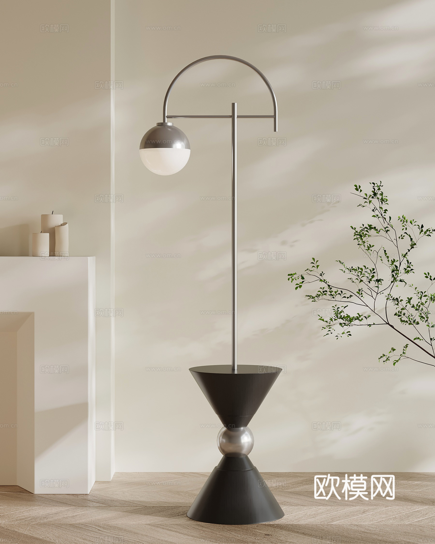 现代意式落地灯 金属落地灯su模型