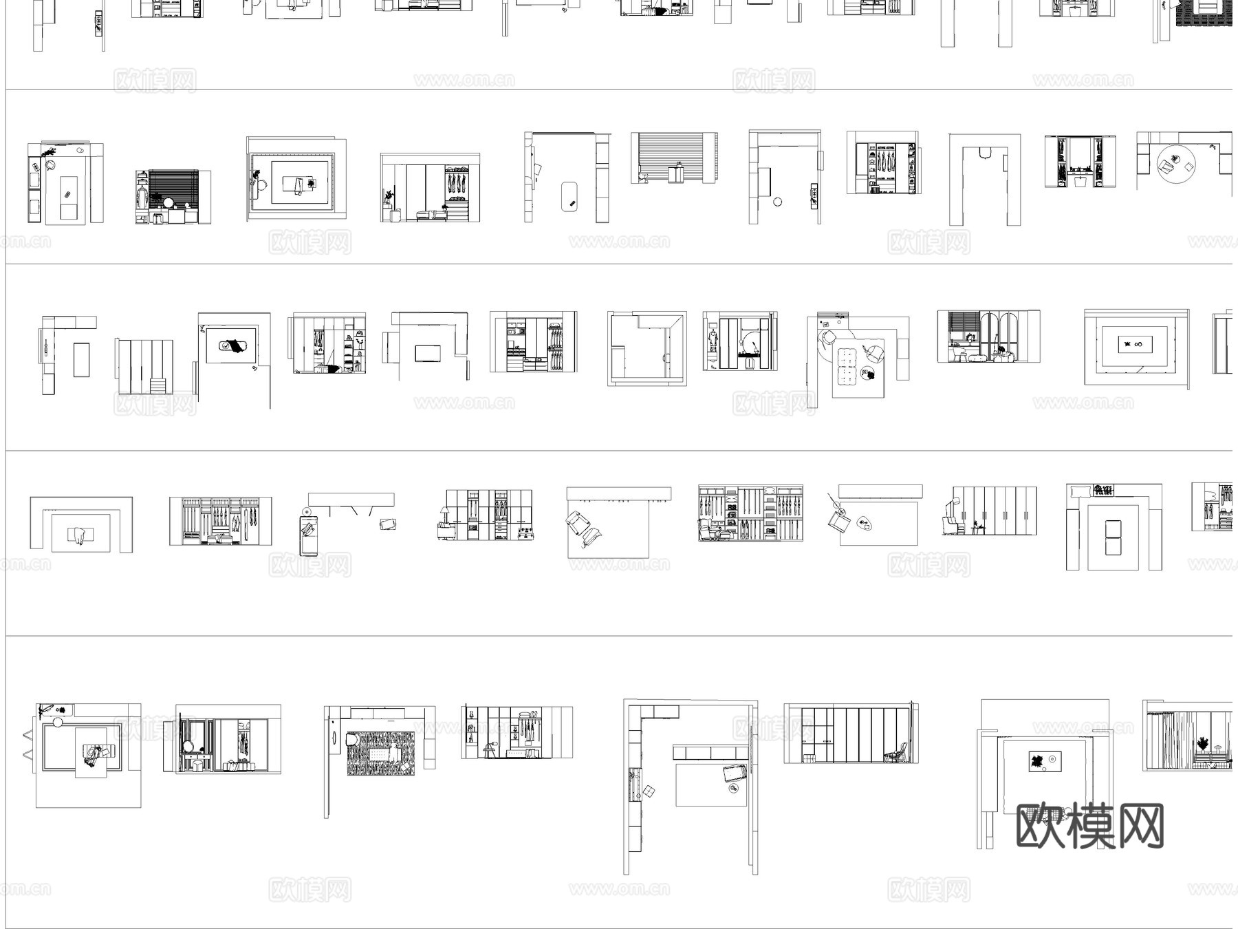 2026年最新室内设计卧室衣帽间CAD图库cad施工图