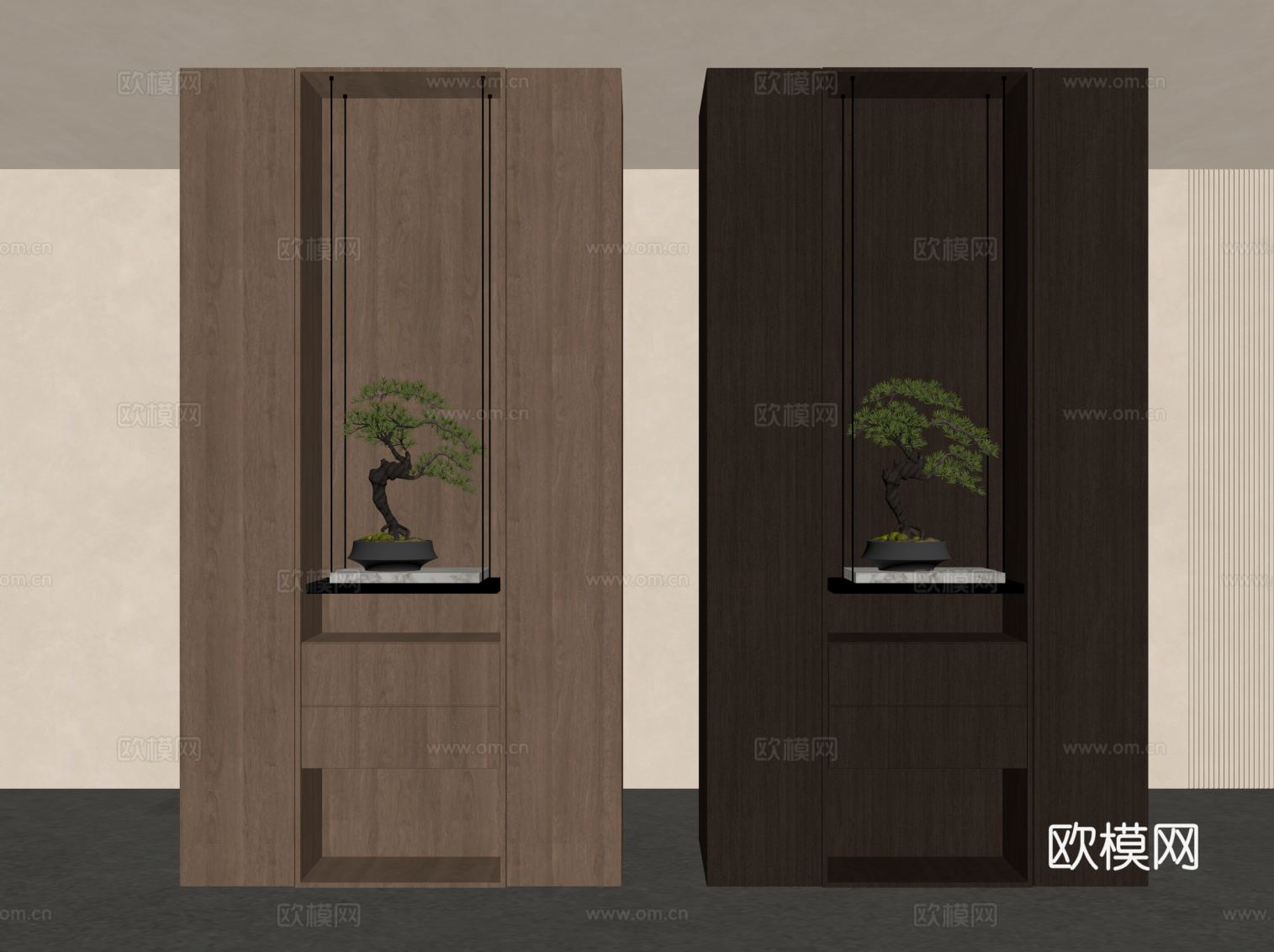 新中式玄关 隔断su模型