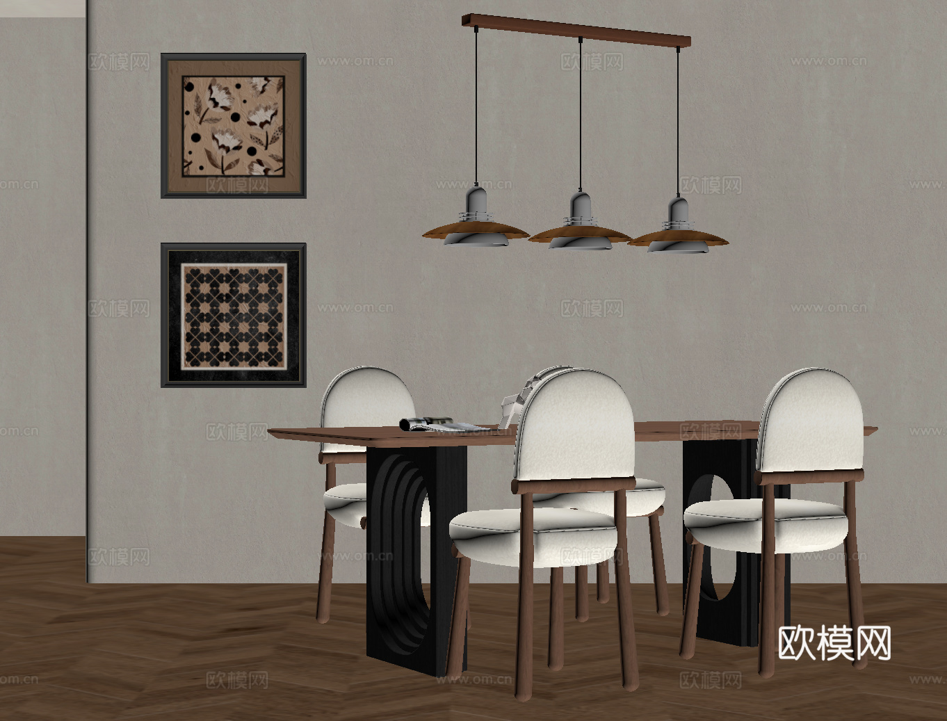 法式中古风餐桌椅su模型