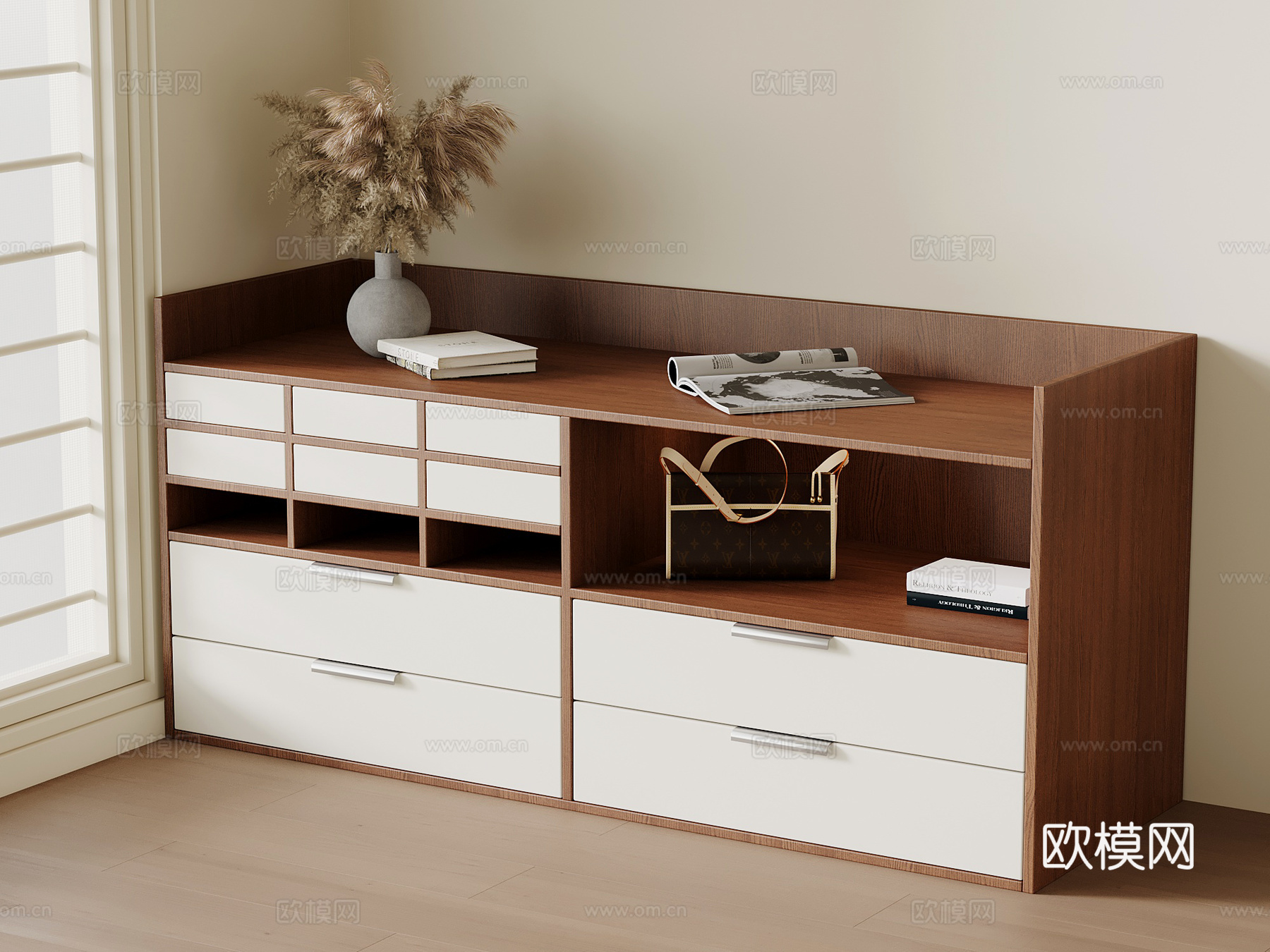 侘寂中古玄关柜 边柜 装饰柜su模型