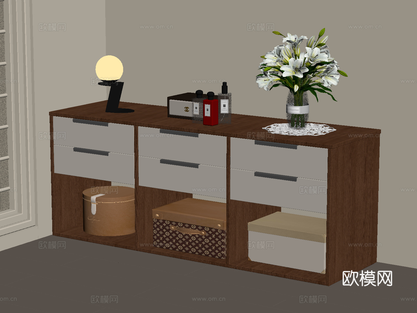 现代中古边柜 玄关柜su模型