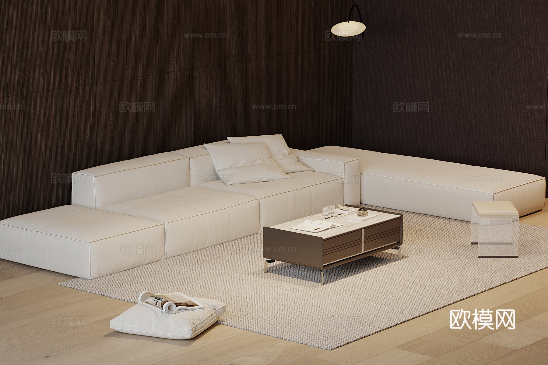 现代沙发 沙发茶几组合su模型su模型