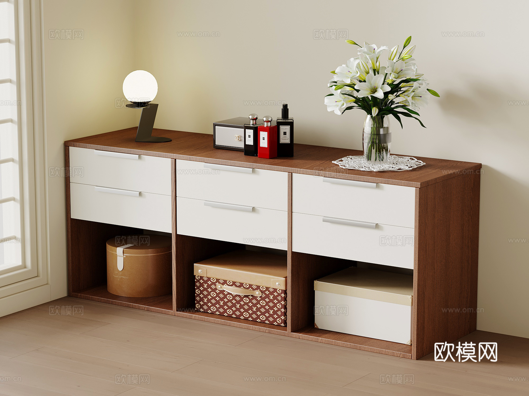 现代中古边柜 玄关柜su模型