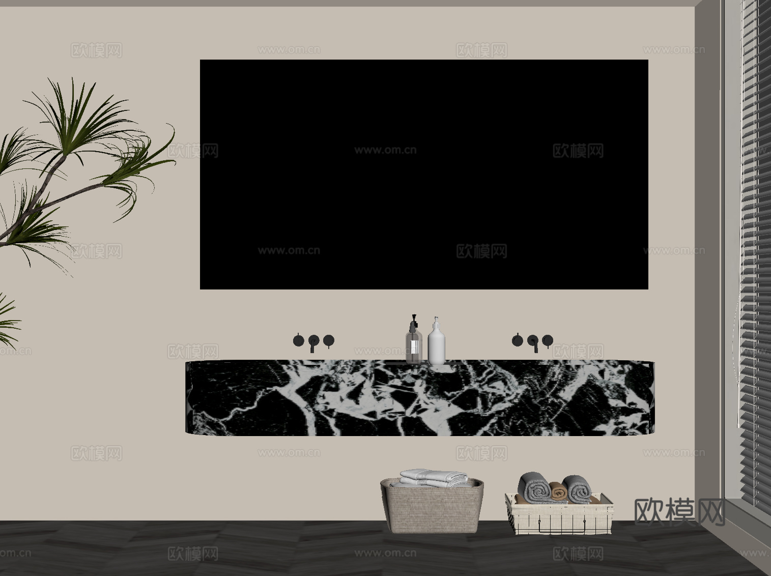 现代浴室柜su模型