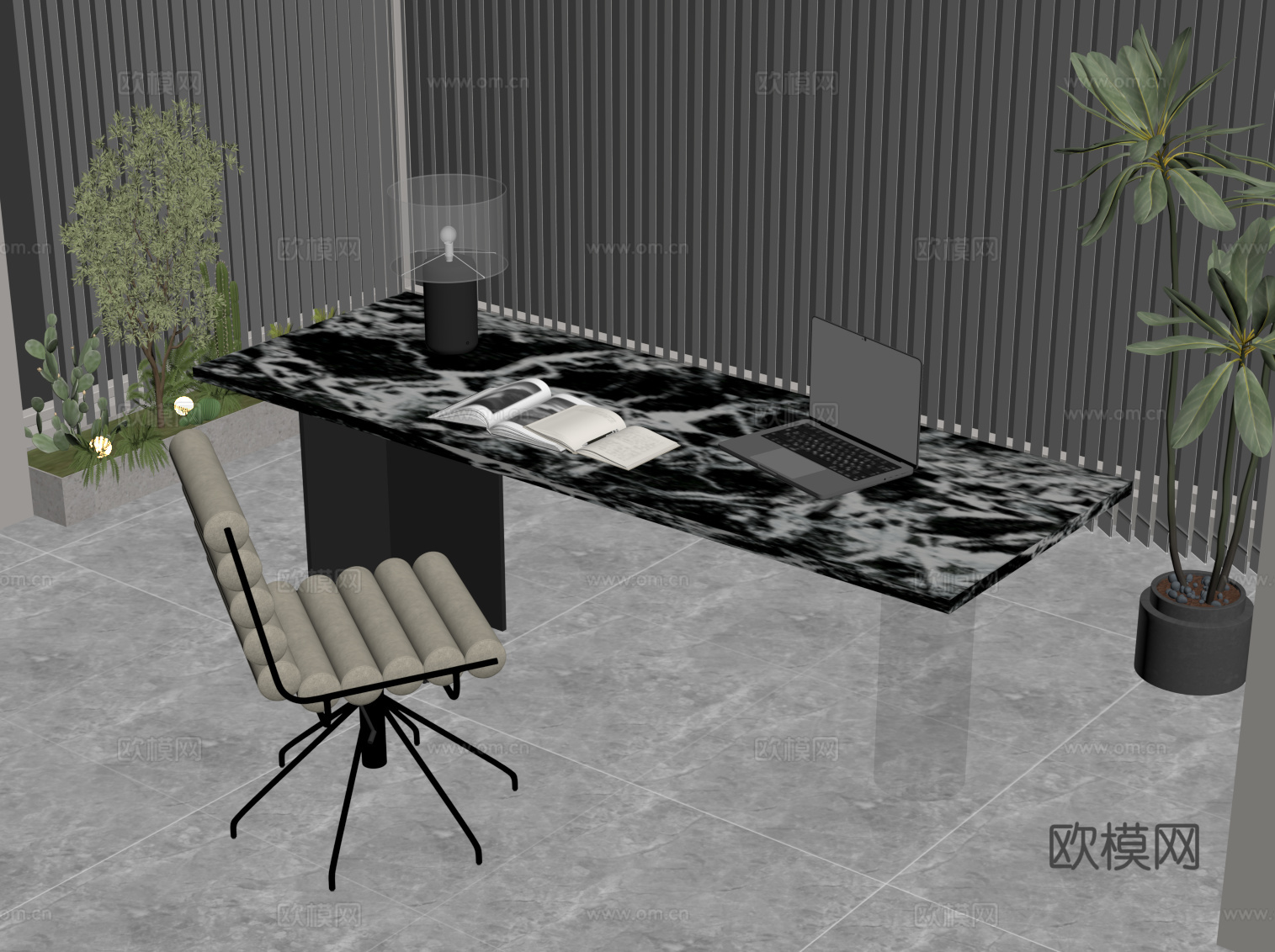 现代书桌椅su模型