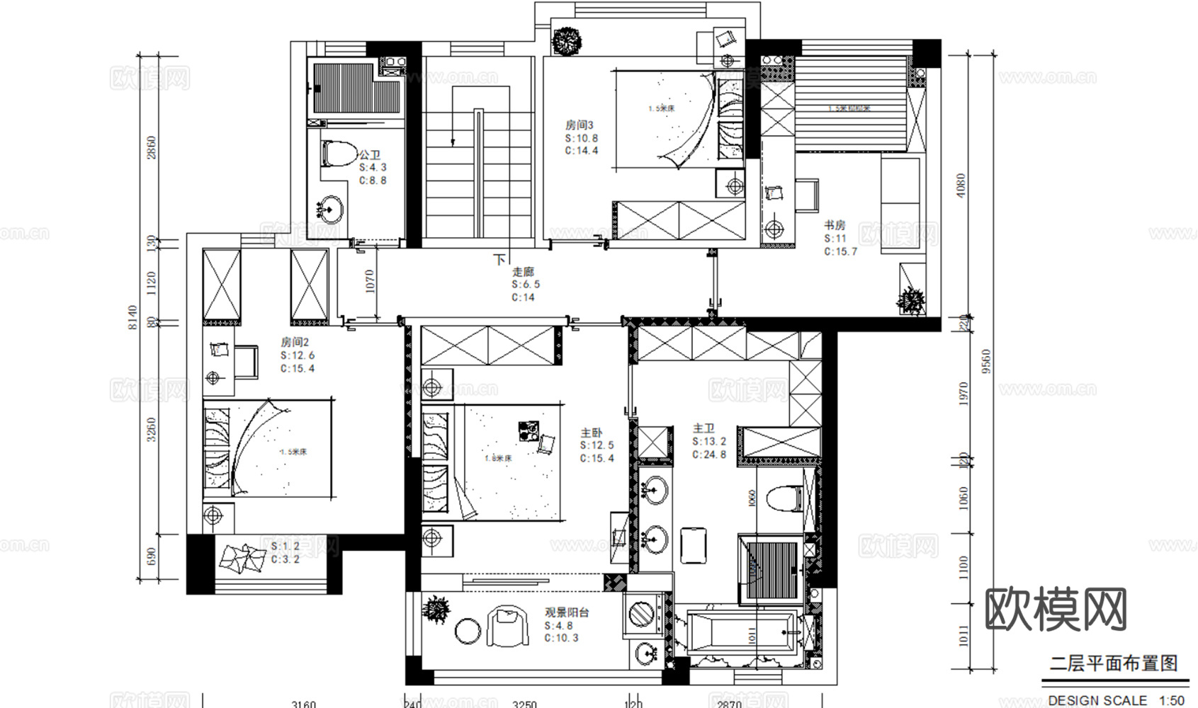 10套北欧风格住宅样板间大平层室内CAD施工图附效果图cad施工图