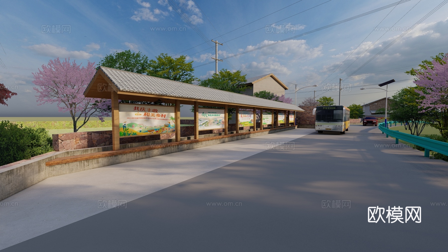 乡村公交站su模型